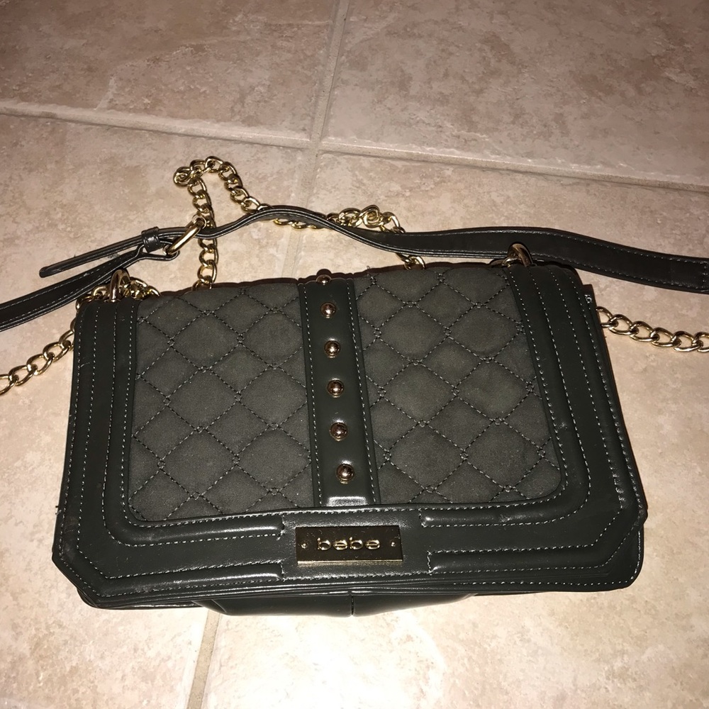 Bebe cross body olive green velvet clutch